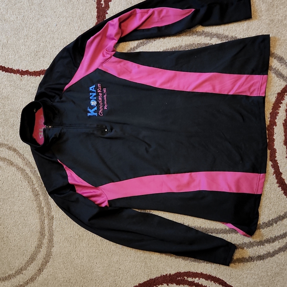 Women's 3/4 zip Pink/Black Kona Run Pullover Sz L